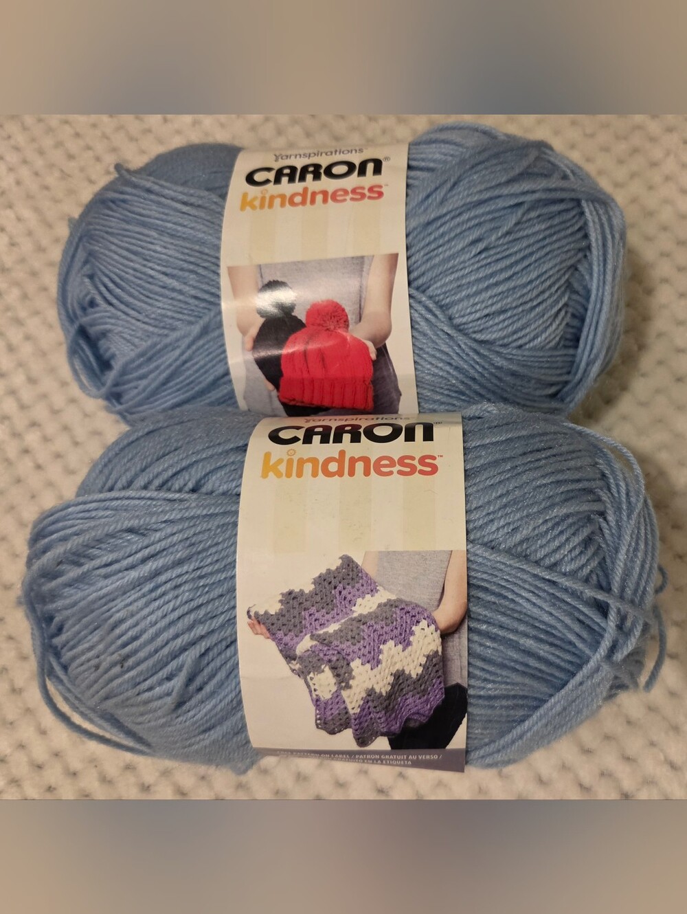 CARON KINDNESS YARN 2 SKEINS, SKYWAY BLUE, 7 Oz Ea